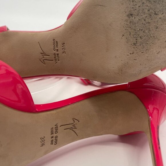 Giuseppe Zanotti Patent Leather Hot Pink Pointed Toe D'Orsay Pumps Heels 38.5 - Picture 7 of 11